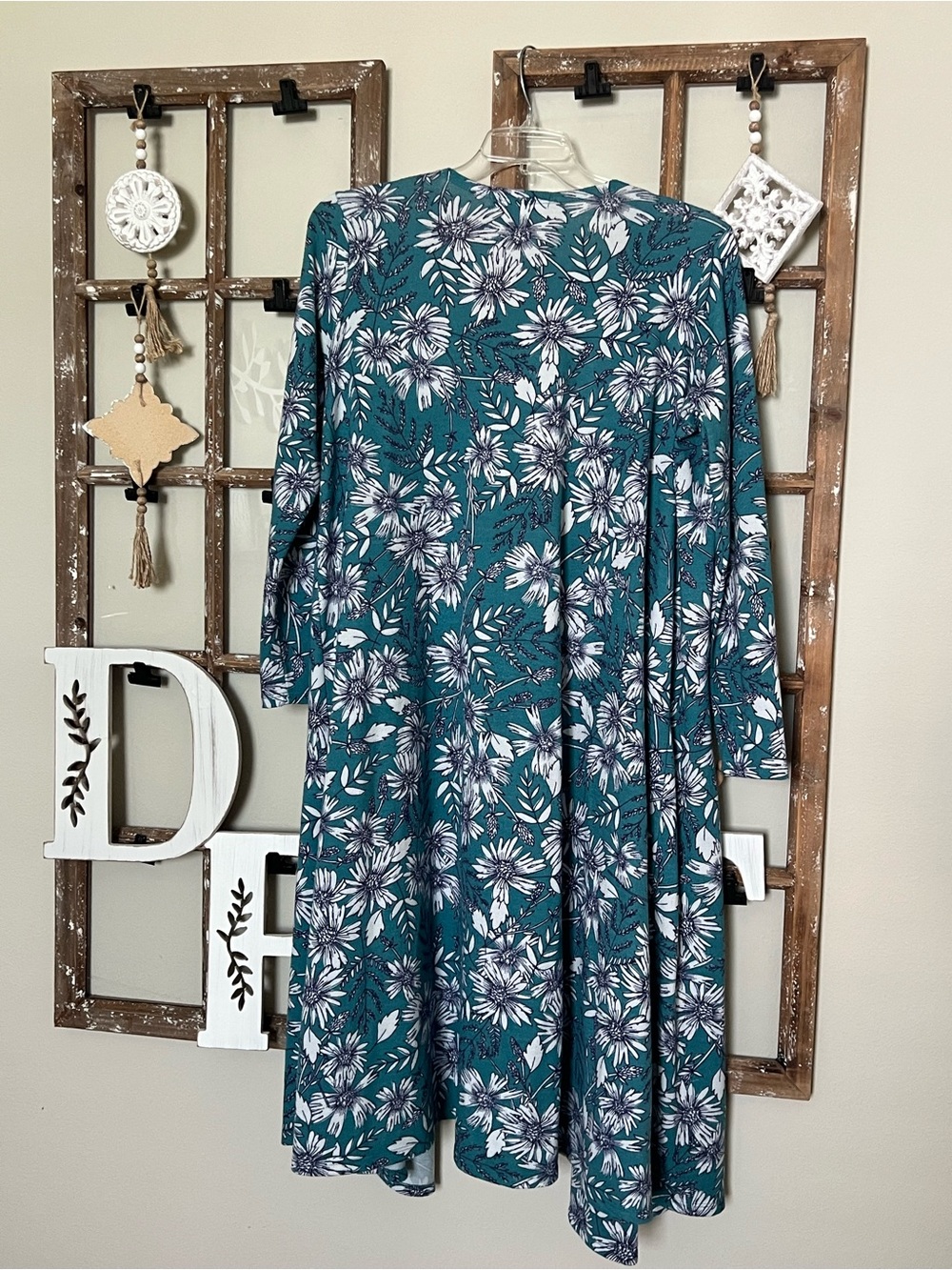 LuLaRoe Teal Floral Open Front Cardigan - Picture 2 of 4